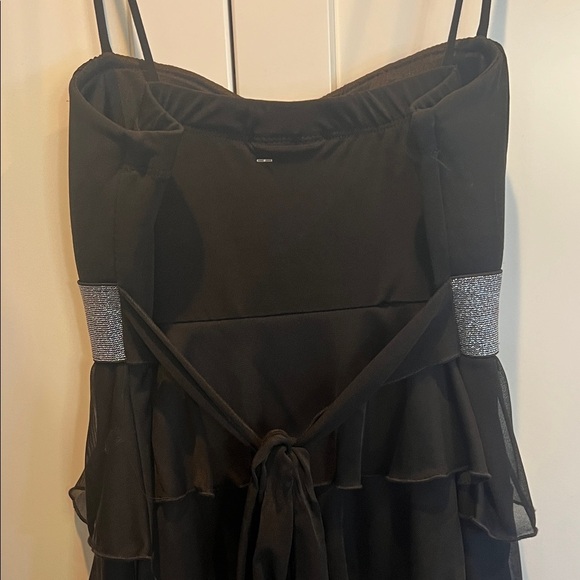 Sweet Storm Black Tiered Mini Dress with Silver Band - Picture 7 of 8